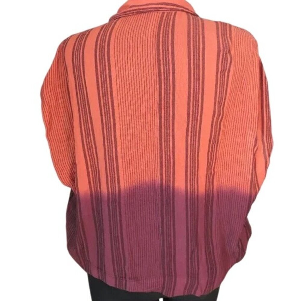 Free People Baby Blues Ombre Stripe Button Down Oversized Top - Picture 6 of 8